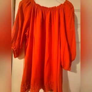 Orange, raglan, 3/4 sleeve, top by Westport, size 3X